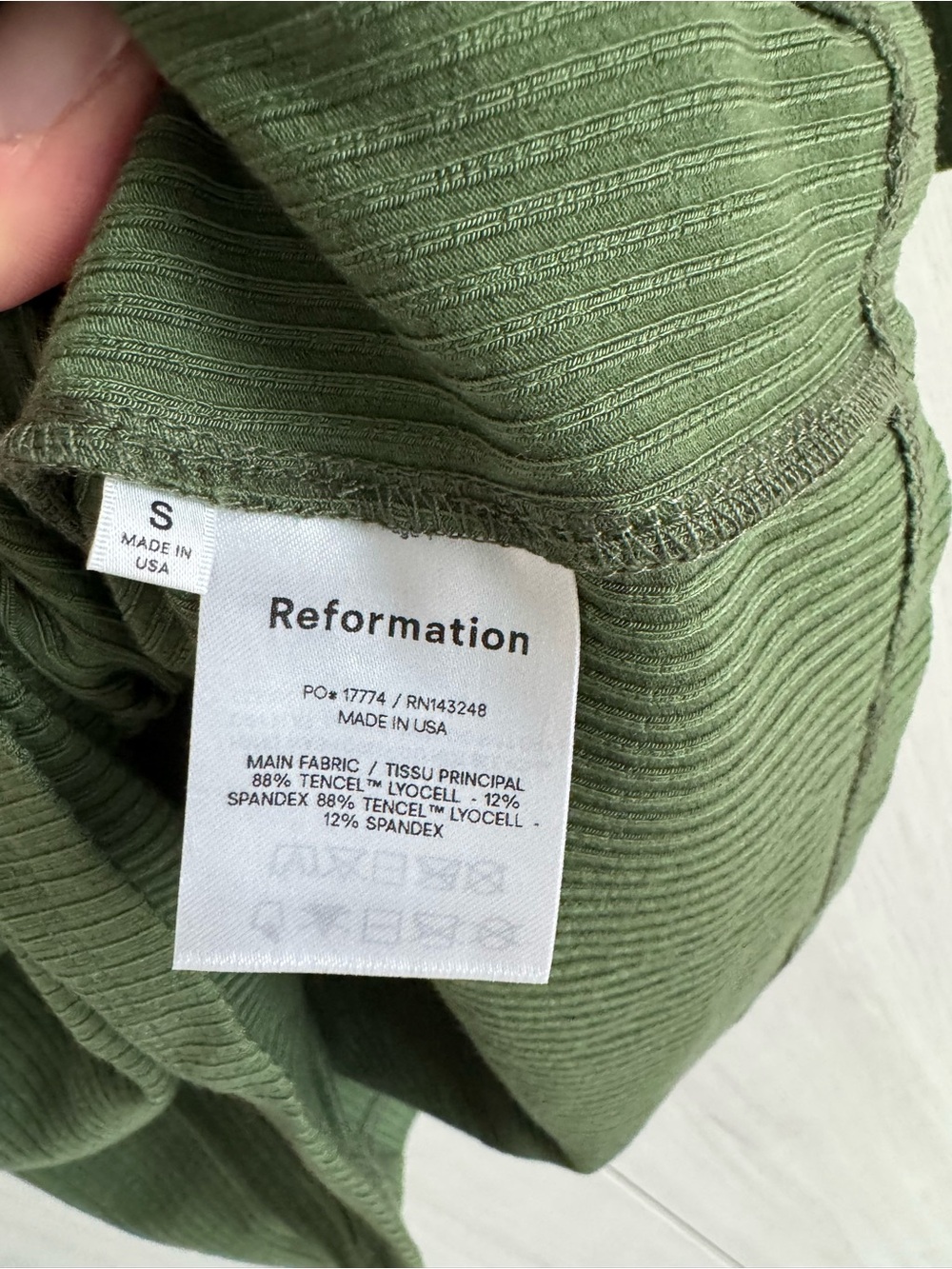 Reformation Olive Green Ribbed Long Sleeve Dress like NEW - Picture 4 of 5